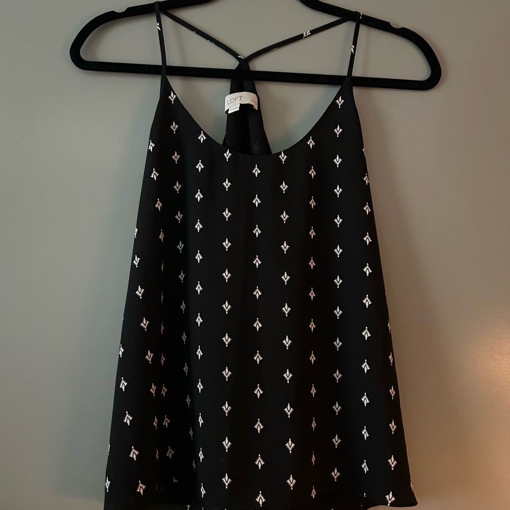 LOFT Black and White Patterned Camisole
